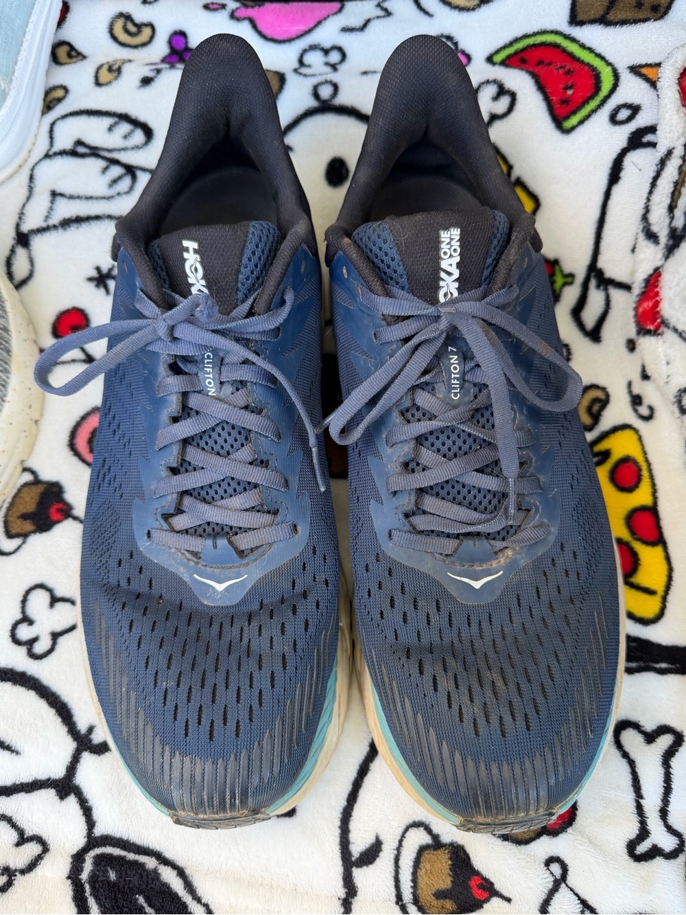 Hoka One One Black and Teal Inscribed Insole Running Shoes